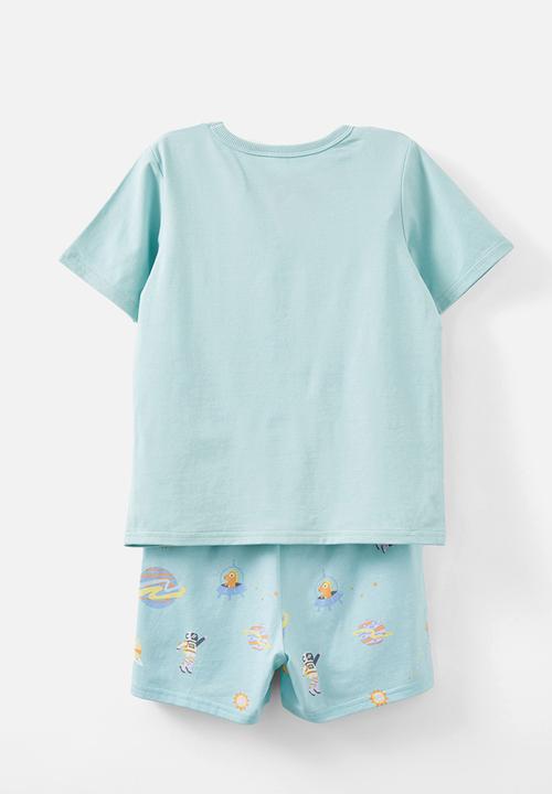 Cotton On - Jordan short sleeve pyjama set - barber blue/dino space glow