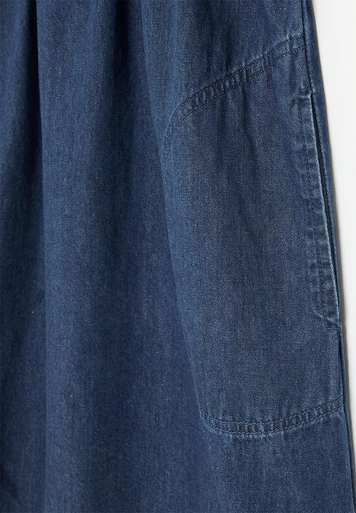 Pop Candy - Puff sleeve denim dress-blue
