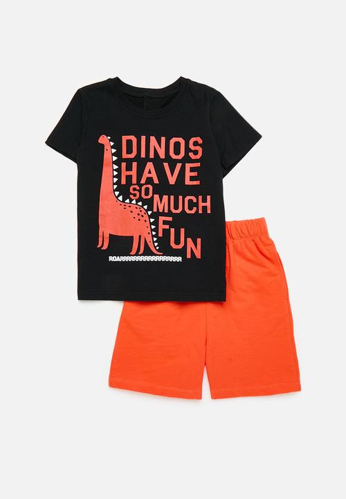 Pop Candy - Dino print & short set - black & orange