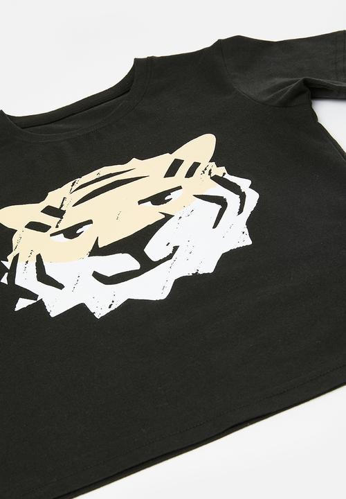 Pop Candy - Tiger print tee & short set - black & yellow