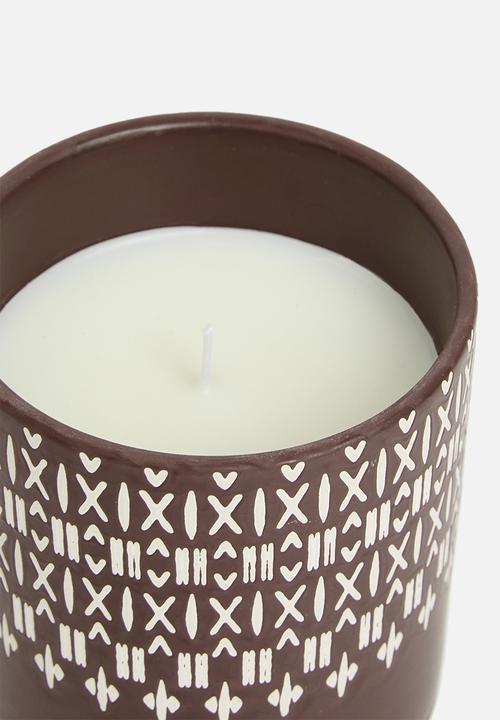 H&S - Cermaic Candle with Lid Terracotta - Exotic Wood