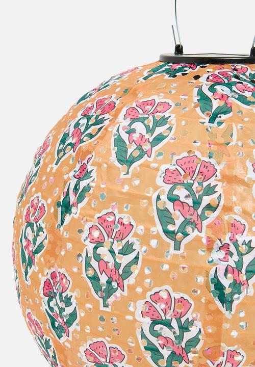 H&S - Solar black print paper lantern - Yellow