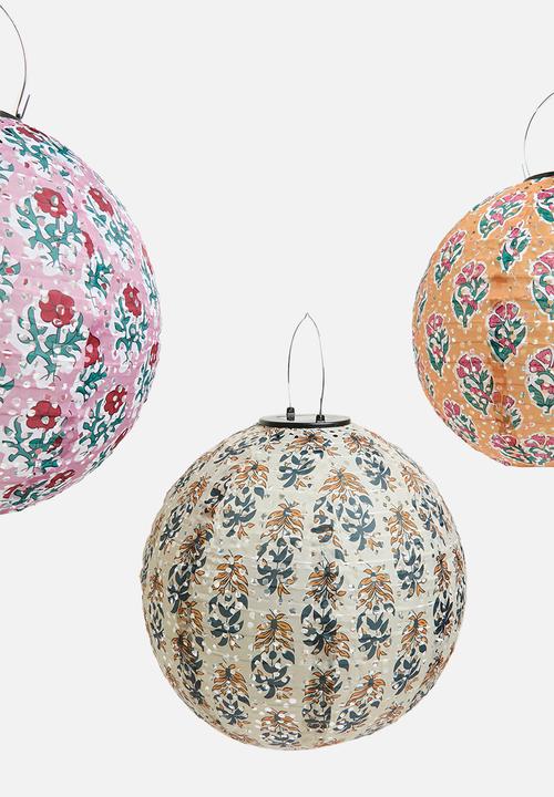 H&S - Solar black print paper lantern - Yellow