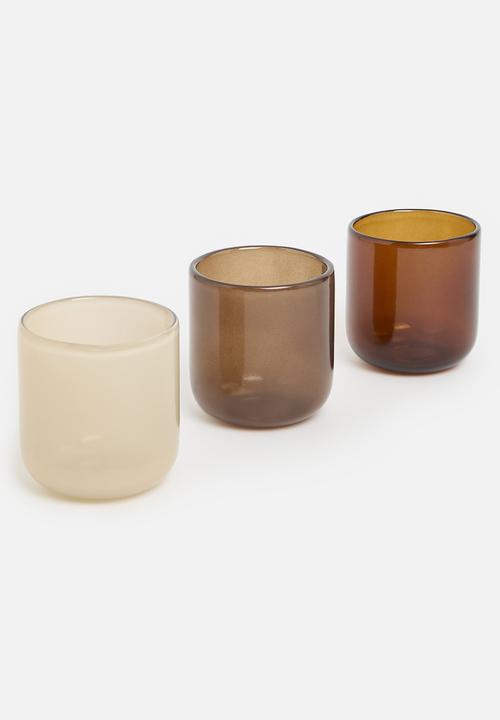 H&S - Blown glass tealight holder set of 3 - amber