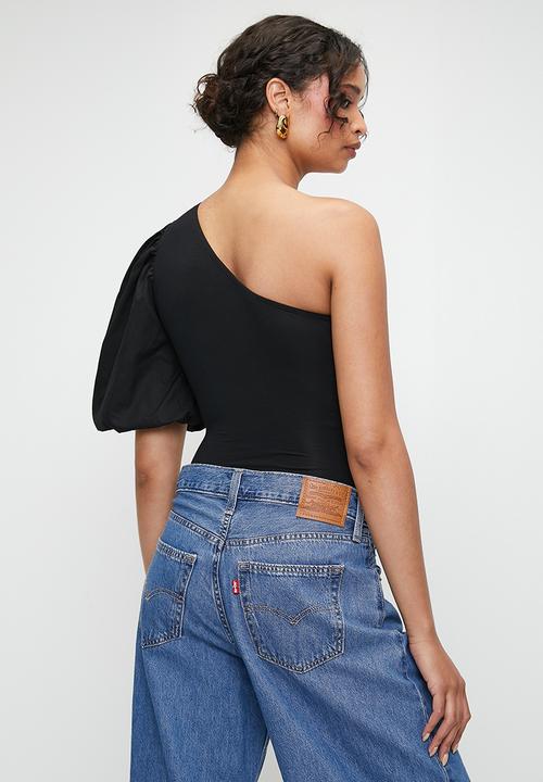 MILLA - Combo puff sleeve bodysuit - black