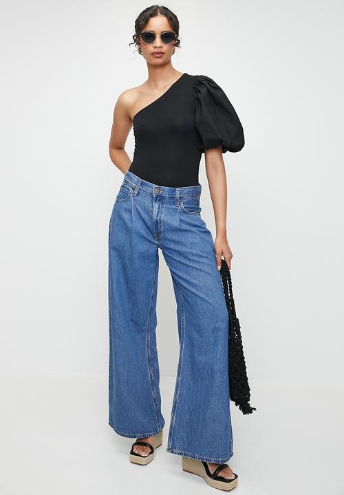 MILLA - Combo puff sleeve bodysuit - black