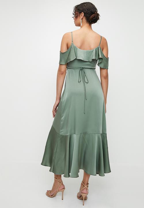 MILLA - Cold shoulder flutter wrap dress - laurel wreath