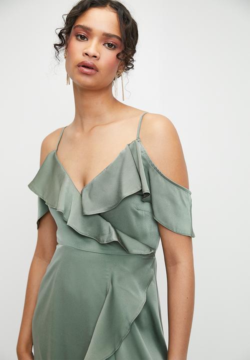 MILLA - Cold shoulder flutter wrap dress - laurel wreath