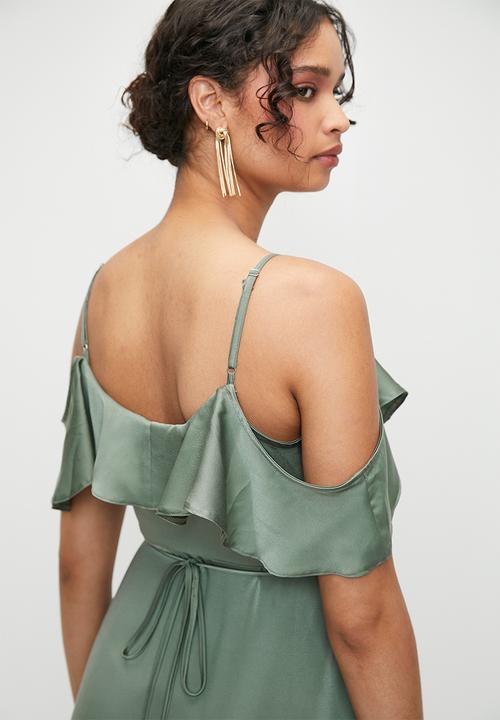 MILLA - Cold shoulder flutter wrap dress - laurel wreath