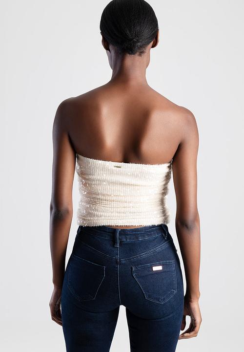SISSY BOY - My Life: Ruched Boobtube Top - Neutral