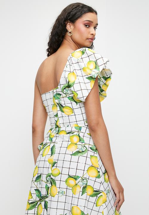 MILLA - Co-ord bubble sleeve top - lemon grid