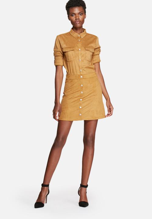Pieces - Coline faux suede A-line skirt