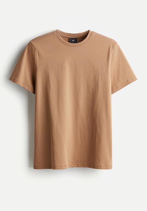H&M - Slim fit pima cotton T-shirt - light brown