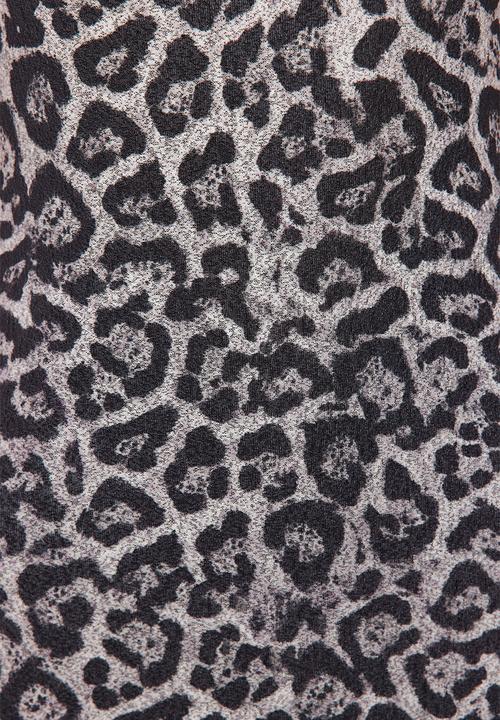 Trendyol - Leopard textured high collar knitted midi pencil dress - anthracite