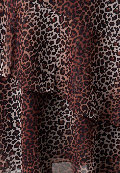 Trendyol - Leopard patterned lined woven skirt - brown