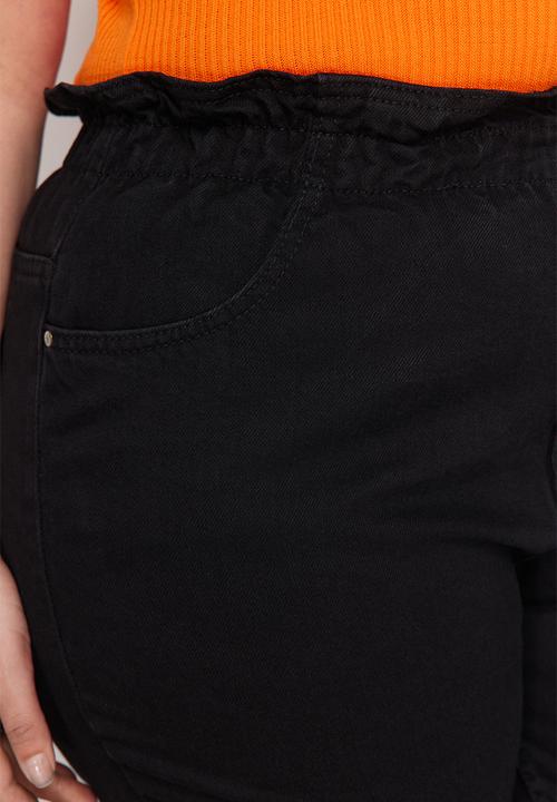 Trendyol - High Waist Elastic Waist Mom Jeans - Black