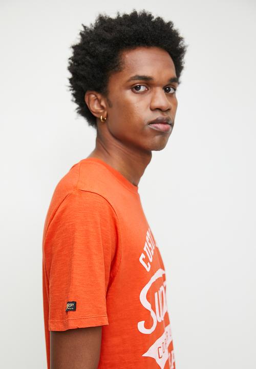 Superdry. - Copper Label Script Tee - Denim Co Rust Orange Slub