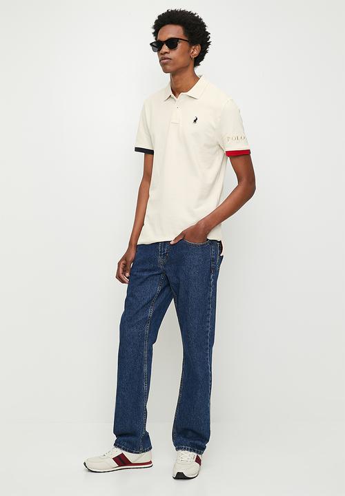 POLO - Landon tipped cuff logo ss golfer - white