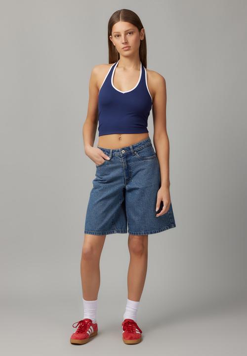 Factorie - Holly Halter Top - Navy & White