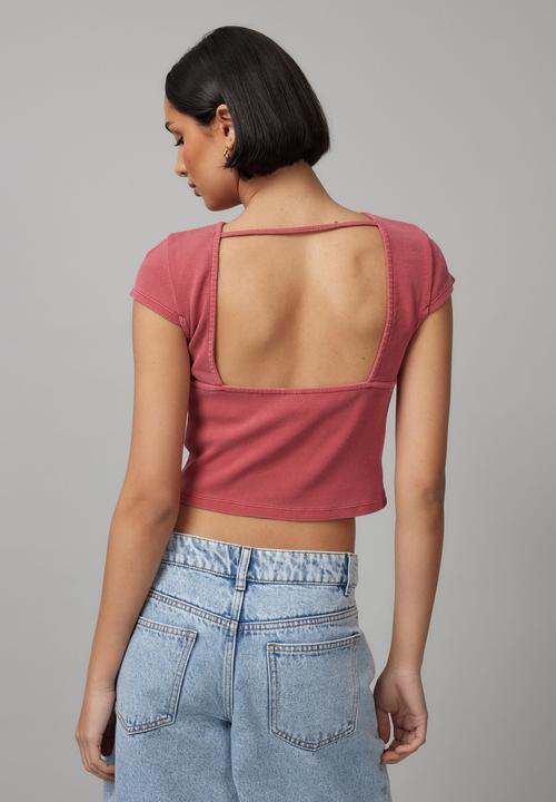 Factorie - Hazel Open Back Tee - Washed Scooter