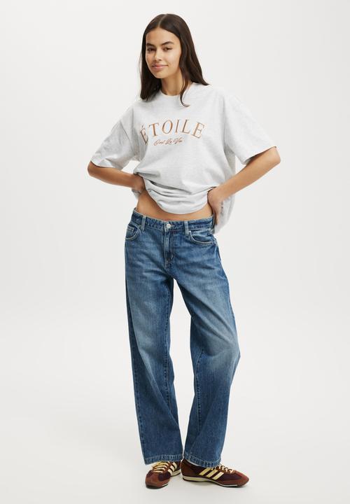 Cotton On - The Premium Boxy Graphic Tee - Etoile/Soft Grey Marle