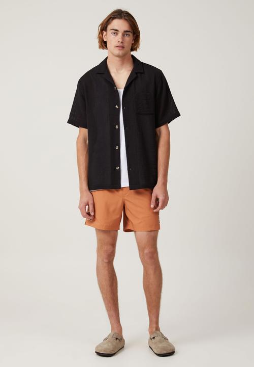 Cotton On - Palma Short Sleeve Shirt - Washed Black