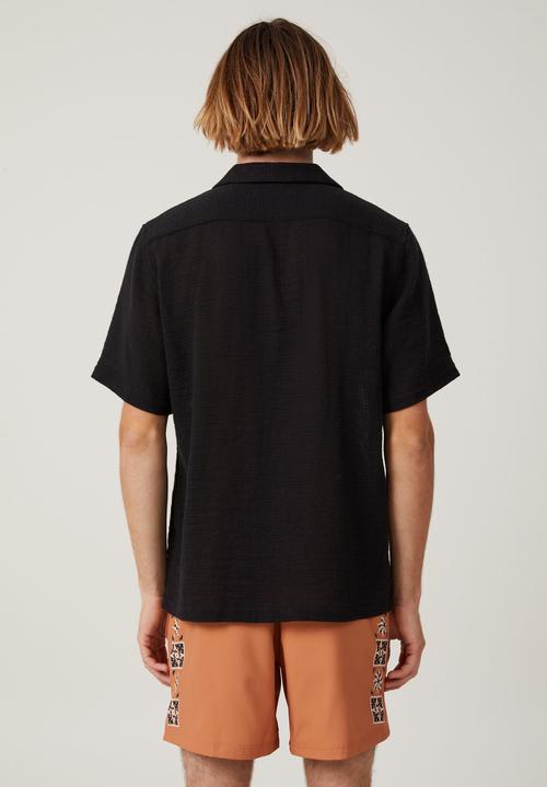 Cotton On - Palma Short Sleeve Shirt - Washed Black