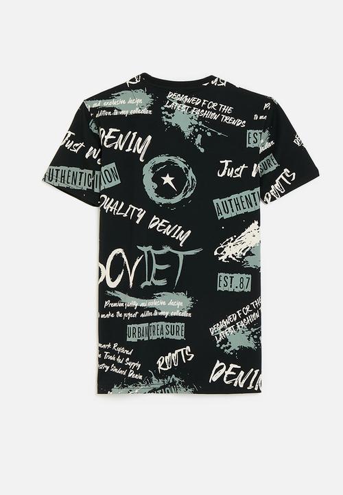 SOVIET - Boys crew neck rotary print  - black1