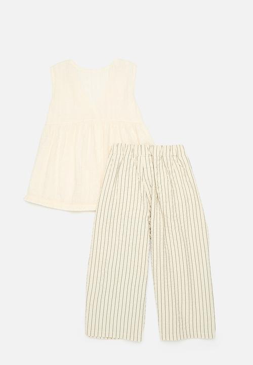Pop Candy - Top & bottom set - white & stripe