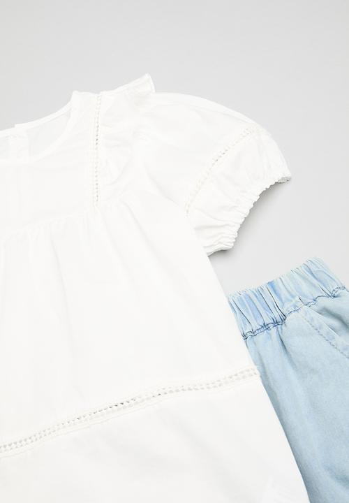 Pop Candy - Denim jeans & top set-blue & white