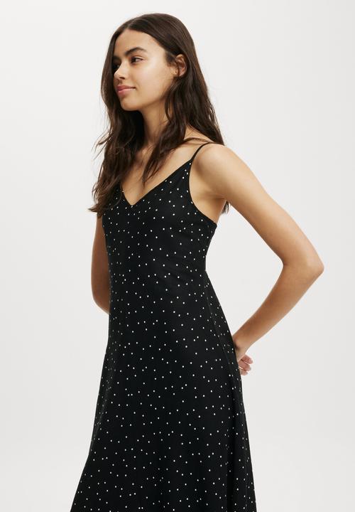 Cotton On - Haven V Neck Maxi Dress - Polka Dot Black