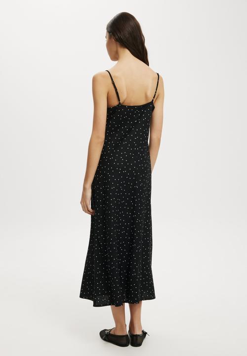 Cotton On - Haven V Neck Maxi Dress - Polka Dot Black