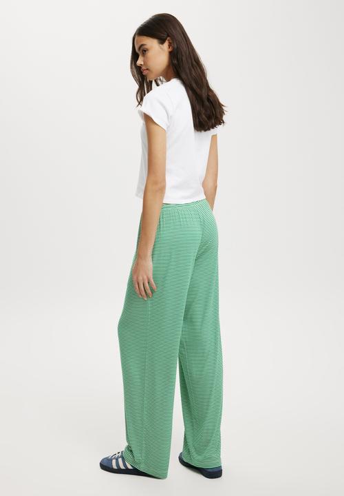 Cotton On - Blair Wide Leg Pant - Basic Stripe/Ivy Leaf