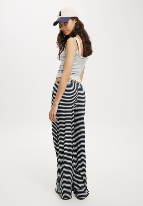 Cotton On - Blair Wide Leg Pant - Nakia Stripe/Ink Navy
