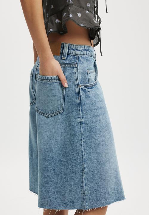 Cotton On - Lyocell Wide Denim Jort-Coast Blue
