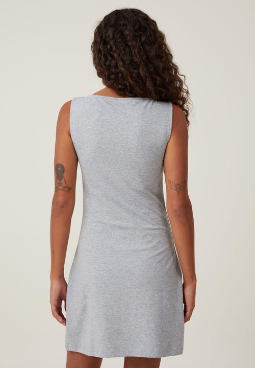 Cotton On - Bella Boat Neck Mini Dress - Grey Marle