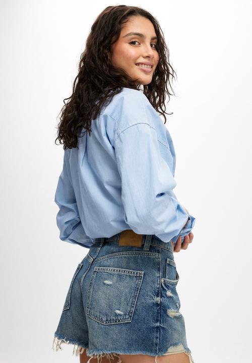 Cotton On - Original Cut Off Denim Short - Blue Dusk Rip