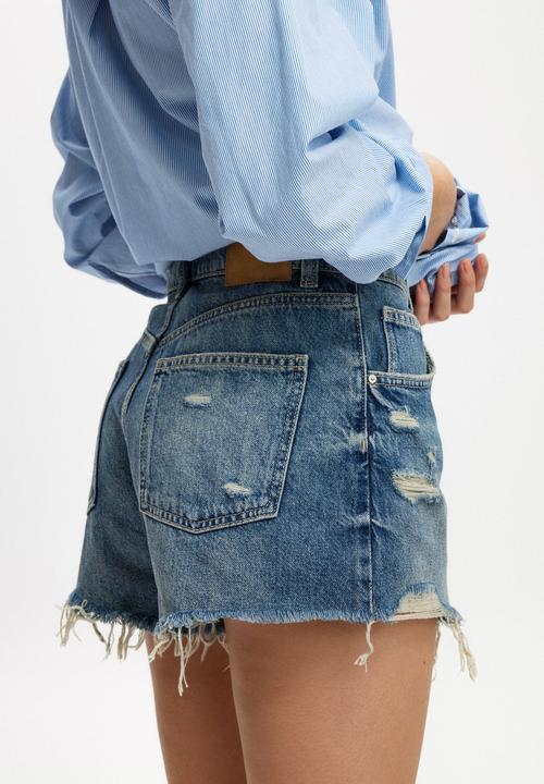 Cotton On - Original Cut Off Denim Short - Blue Dusk Rip
