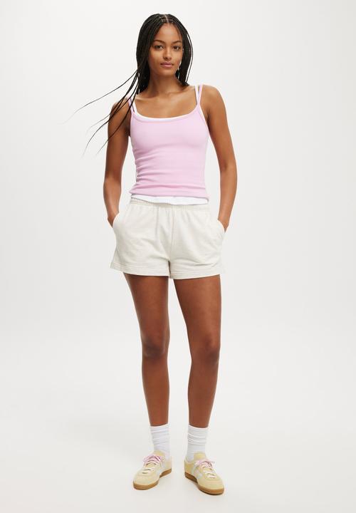 Cotton On - Classic Fleece Summer Sweat Short - Oatmeal Marle