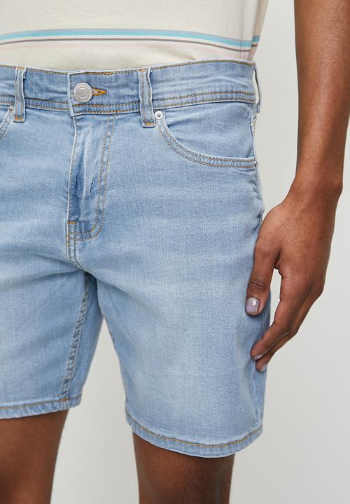 Just Organic - Danman Skinny Denim Short   - Light Blue