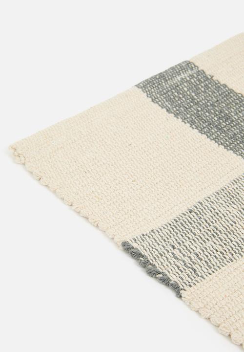 Sixth Floor - Check Woven Bath Mat - Charcoal