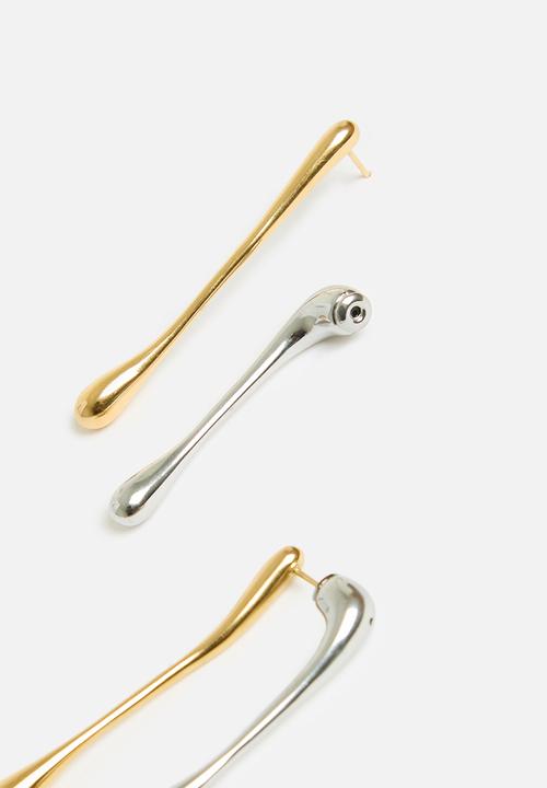 Tessa Design - Dorothy front and back stick earring - gold & silver
