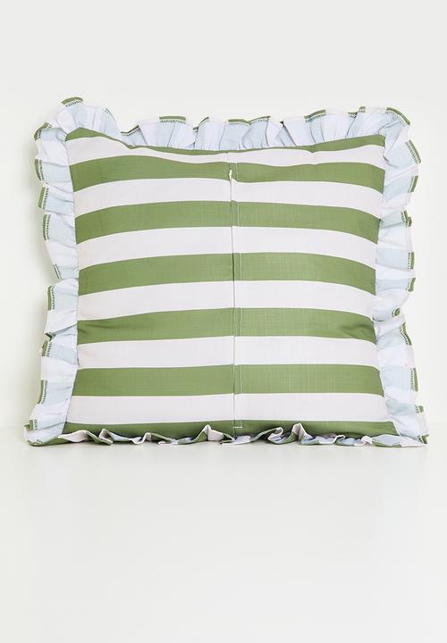 Sixth Floor - Frilo printed cushion cover - Olive