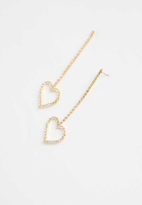 Superbalist - Heart diamante earrings - gold