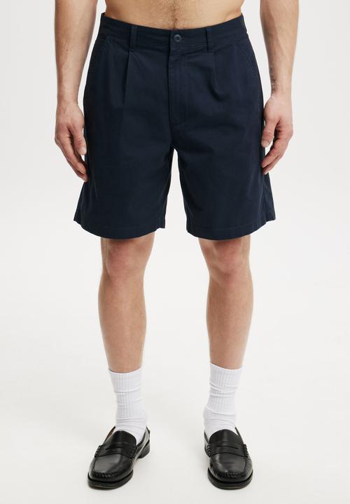 Cotton On - Twill Pleat Short - Navy Twill