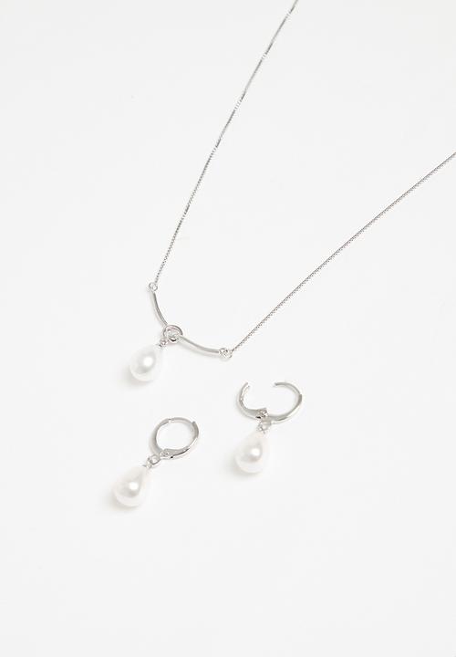 Superbalist - Faux pearl jewellery set-silver