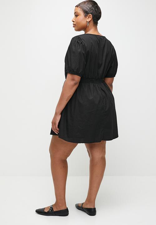 Cotton On - Plus Allegra Tie Detail Mini Dress-Black