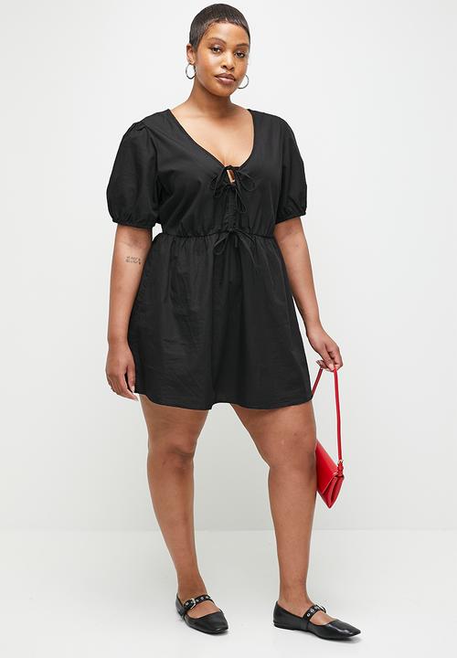 Cotton On - Plus Allegra Tie Detail Mini Dress-Black
