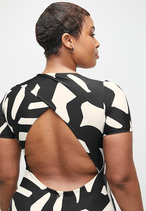 Lizzy - Plus Cersei styled full body rashie with front zip - monochrome abstract