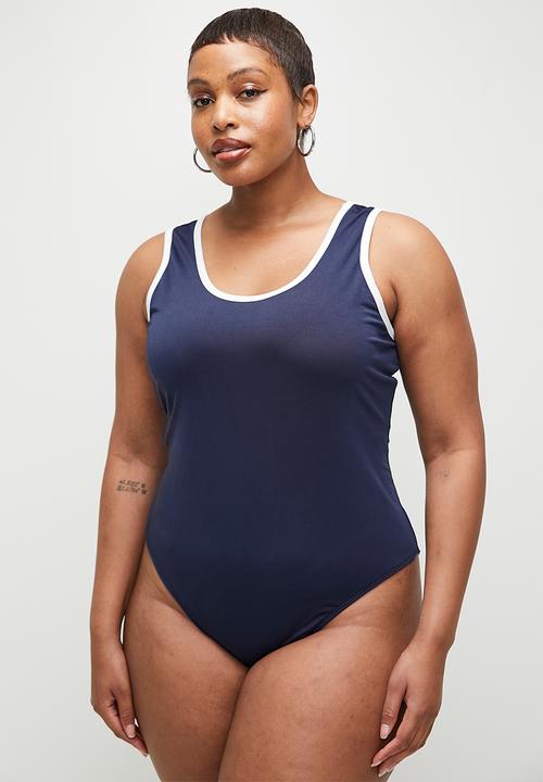 Superbalist - Tipping scoop bodysuit plus - navy & milk